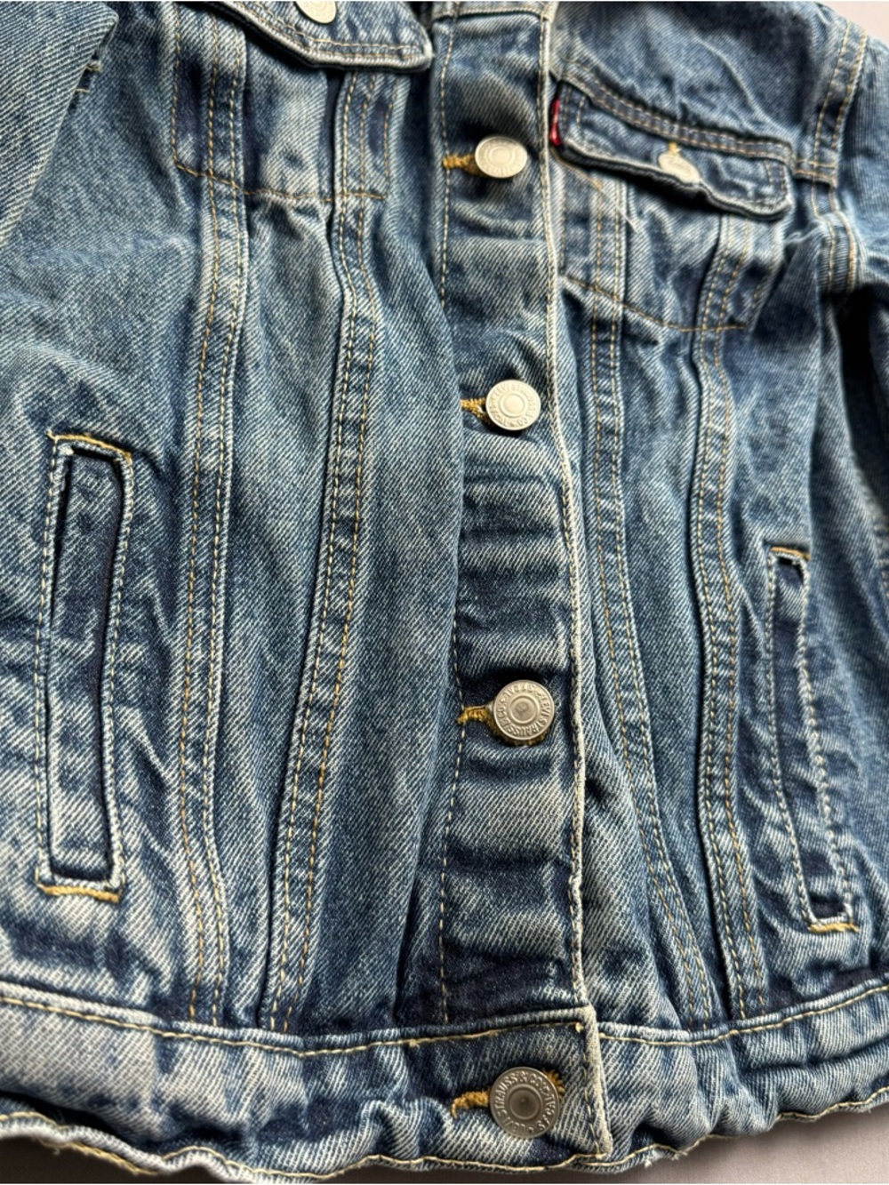 Levi's Blue Denim Basic Jacket Kids L/G 12-13 YRS Button Front Unisex - Picture 3 of 7